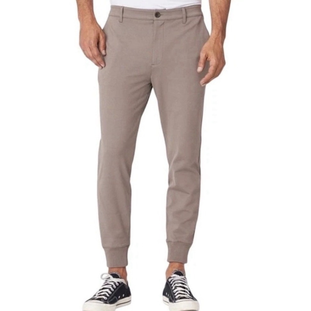 PAIGE Mens Elmwood Transcend Knit Jogger Pants Dark Taupe Size 34 Stretch Travel
